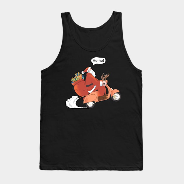 Santa Riding Scooter Tank Top by DMS DESIGN